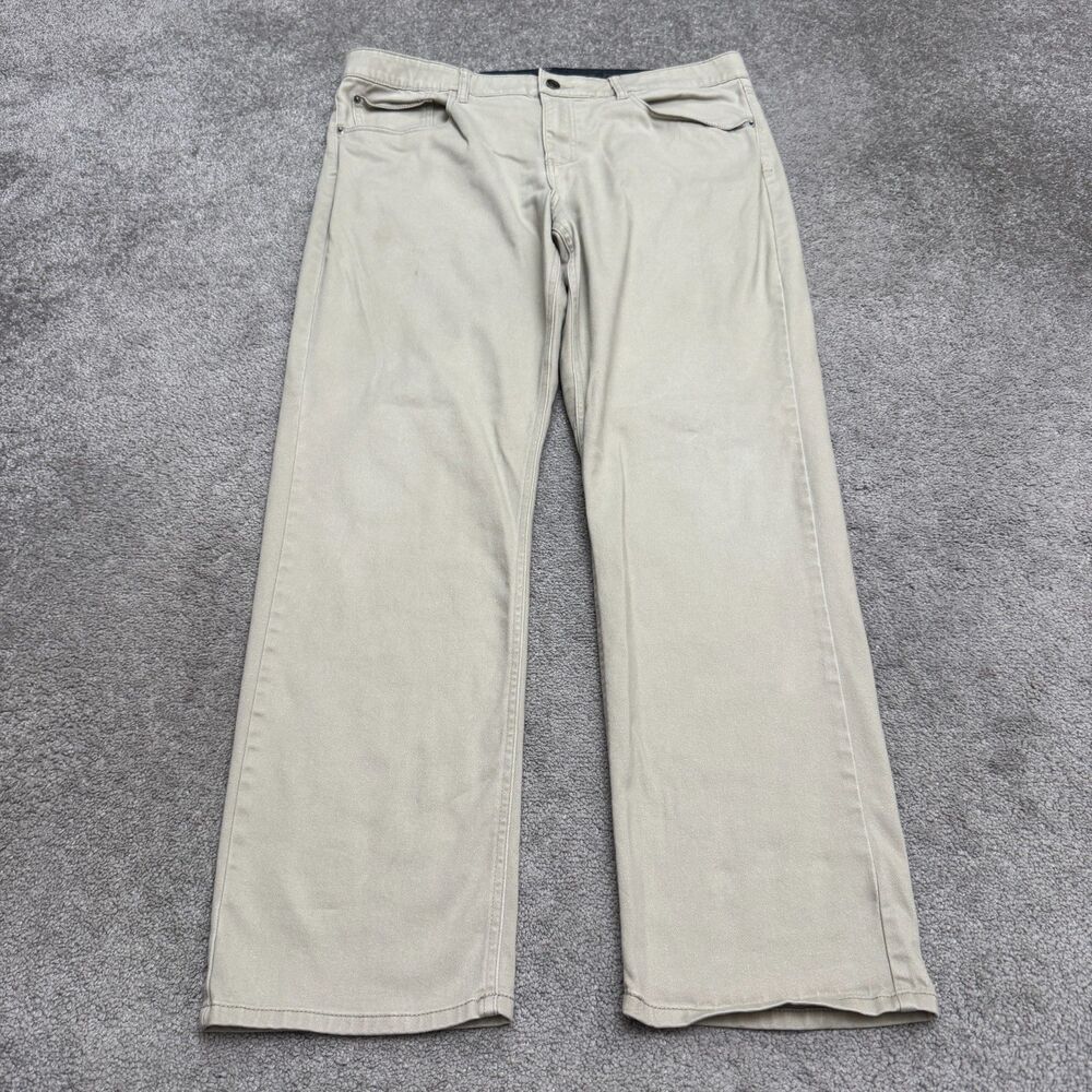 IZOD Jeans Regular Fit 5-Pocket Stretch Twill Chino Pants Mens 38x32 Khaki Tan
